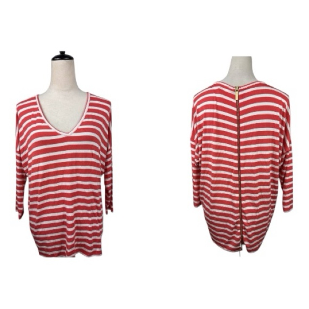 Michael Kors  Orange/red top with with gold zipper on back size medium